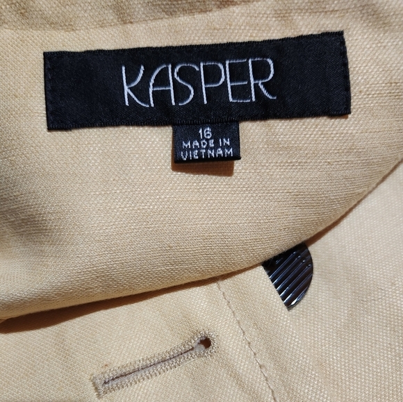 Kasper sz 16 daffodil linen blend boxy contemporary style blazer - Picture 2 of 6